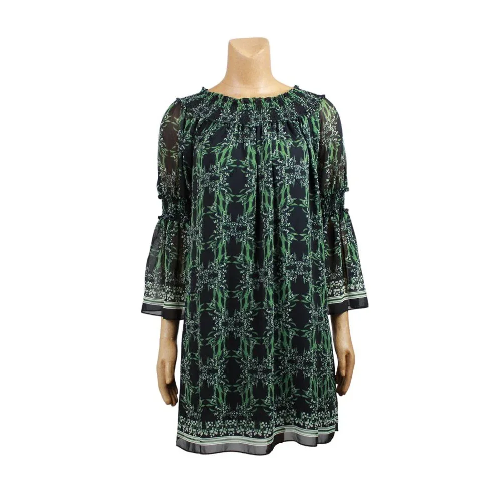 Max Studio Black Green Floral Patterned Mini Dress - Picture 2 of 15